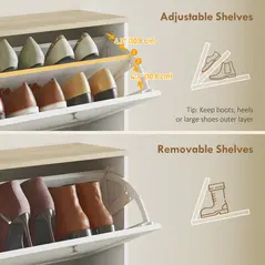 HOMCOM Modern Compact Four-Drawer Shoe Storage Cabinet - White - 5