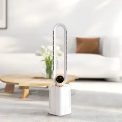 HOMCOM Multi-Mode Bladeless Tower Fan and Humidifier - White - 9