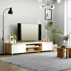 HOMCOM Modern TV unit Cabinet Entertainment Centre for TVs up to 90" w/ Cabinet Shelf for Living room Bedroom - 2
