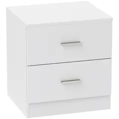 HOMCOM Modern Bedside Table, Beside Cabinet with 2 Drawers, for Bedroom, Living Room, White - 1