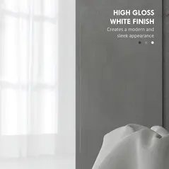 HOMCOM Modern Under-Sink Bathroom Cabinet - High Gloss White - 6