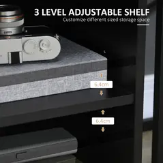 HOMCOM Multi-Storage Printer Stand Unit Office Desk Side Mobile Storage w/ Wheels Modern Style 60L x 50W x 65.5H cm - Black - 5