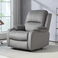 HOMCOM Microfibre Manual Reclining Armchair, with Footrest - Grey - 7