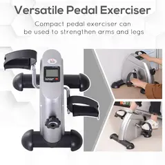 HOMCOM Mini Exercise Bike, Portable Pedal Exerciser, Under Desk Bike with LCD Display for Legs and Arms Training, Silver Tone - 7
