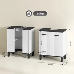 HOMCOM Modern Under-Sink Bathroom Cabinet - High Gloss White - 3