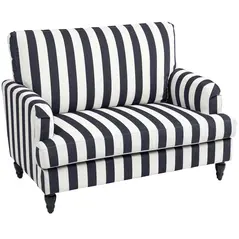 HOMCOM Modern Cuddle Chair, Velvet Single Sofa Armchair with Stripe, Turned Legs and Wide Seat, Upholstered Snuggle Chair for Living Room, Bedroom, Black and White - 1