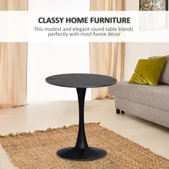 HOMCOM Modern Round Dining Table Leisure Coffee Bistro Table with Metal Base for Kitchen & Dining Room Black - 4