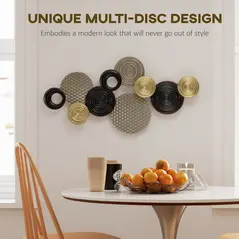 HOMCOM Metal Wall Art, Modern Hanging Wall Decor with Multi-Disc Design for Living Room Bedroom Dining Room - 4