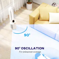 HOMCOM Multi-Mode Bladeless Tower Fan and Humidifier - White - 7