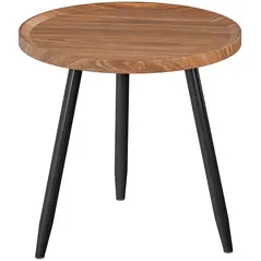 HOMCOM Modern Round Coffee Table with Steel Frame for Small Space, Sofa Beside, Living Room, Bedroom, Chestnut Wood Effect - 1