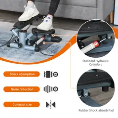 HOMCOM Mini Stepper Step Machine with Resistance Bands and Cushion Mat for Leg Arm Full Body Training Fitness Stair Stepper - 4