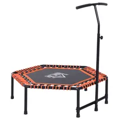 HOMCOM Mini Trampoline W/Adjustable Handle Bar - Black/Orange - 1