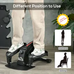 HOMCOM Mini Manual Elliptical Bike, Compact Elliptical Cross Trainer Fitness Workout w/ LCD Monitor, Anti-Slip Pedals, Adjustable Resistance for Home Office - 5