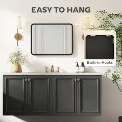 HOMCOM Rectangular Wall Mirror with HD Glass - Black - 5