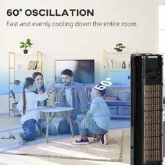 HOMCOM Nine Setting Tower Fan Humidifier, with Ice Boxes - Black - 8