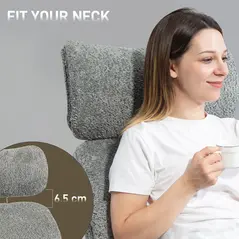 HOMCOM Office Chair with Adjustable Headrest, Spring Pack, Curved Line, Boucle Fabric - Charcoal Grey - 7