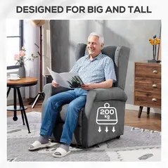 HOMCOM Power Lift Recliner Armchair, Electric Lift Chair for Elderly, Fabric Riser and Reclining Chair with Remote Control, Side Pockets, Extended Footrest, for Living Room, Charcoal Grey - 5