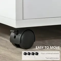 HOMCOM Multi-Storage Printer Stand Unit Office Desk Side Mobile Storage w/ Wheels Modern Style 60L x 50W x 65.5H cm - White - 6
