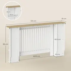 HOMCOM Radiator Cover with Open Storage Shelves, Vertical Slatted Cabinet Shelf Heater Cover for Living Room, Hallway, Large, White (H: 83 / W: 152 / D: 19 cm) - 3