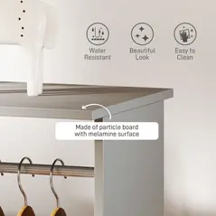 HOMCOM Open Wardrobe Double Mobile Storage Shelves Organizer W/6 Wheels-Grey - 4