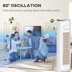 HOMCOM Portable Air Cooler, 6L Tank Humidifier Evaporative Ice Cooling Fan Water Conditioner Unit with 3 Modes, 3 Speed, Remote, Timer, Oscillating for Home Bedroom, White - 9
