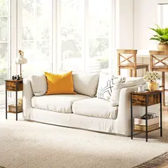 HOMCOM Narrow Side Table with Drawer and Storage Shelf - Rustic Brown - 9