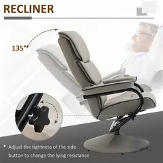 HOMCOM Recliner Chair with Ottoman 360° Swivel Faux Leather High Back Armchair w/ Footrest Stool for Home Office - 4