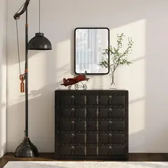 HOMCOM Rectangular Wall Mirror with HD Glass - Black - 7