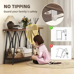 HOMCOM Narrow Console Table, Industrial 2-Tier Sofa Table with Metal Frame for Entryway, Living Room, 120x30x80cm, Rustic Brown - 6