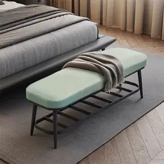 HOMCOM PU Leather Shoe Storage Bench - Green - 7