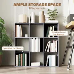 HOMCOM Nine-Cube Storage Shelf - Grey - 4