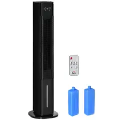 HOMCOM Nine Setting Tower Fan Humidifier, with Ice Boxes - Black - 1
