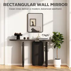 HOMCOM Rectangular Wall Mirror with HD Glass - Black - 4