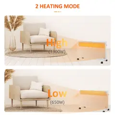 HOMCOM POWER Convector Radiator, Energy Saving Freestanding or Wall-mounted Heating with 2 Heat Settings Safety Cut-Off, White - 9