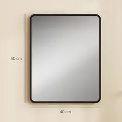 HOMCOM Rectangular Wall Mirror with HD Glass - Black - 3