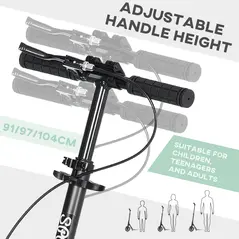 HOMCOM One-click Folding Kick Scooter for 14+ w/ Adjustable Handlebar, Push Scooter with Kickstand, Dual Brake System, Shock Absorber, 200mm Wheels & ABEC-9 Bearings - 4