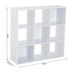 HOMCOM Nine-Cube Storage Shelf - White - 3