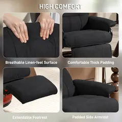 HOMCOM Reclining Swivel Chair, with Footrest - Black - 6