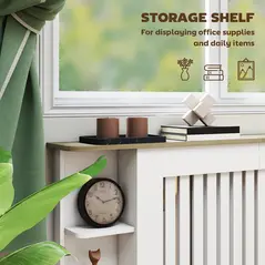 HOMCOM Radiator Cover with Open Storage Shelves, Vertical Slatted Cabinet Shelf Heater Cover for Living Room, Hallway, Extra Large, White (H: 83 / W: 191 / D: 19 cm) - 6
