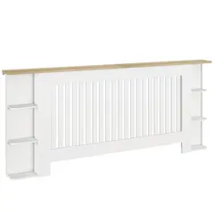 HOMCOM Radiator Cover with Open Storage Shelves, Vertical Slatted Cabinet Shelf Heater Cover for Living Room, Hallway, Extra Large, White (H: 83 / W: 191 / D: 19 cm) - 1