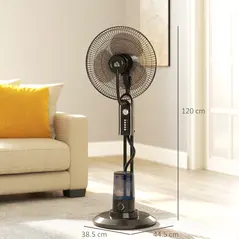 HOMCOM Pedestal Fan with Water Mist Spray, Spray Misting Fan with 70° Oscillation, Tilt Head, 3 Speeds, 3 Modes, Adjustable Mist, 3.2L Water Tank, for Home, 120 cm - 3