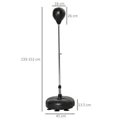 HOMCOM Punching Bag with Stand, 133-151cm Adjustable Height, for Teens, Gold Tone/Black - 3