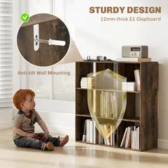 HOMCOM Nine-Cube Storage Shelf - Rustic Brown - 5