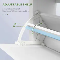 HOMCOM Narrow Shoe Cabinet with 2 Flip Drawers and Adjustable Shelves, White - 5