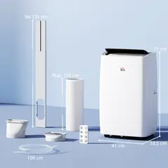 HOMCOM Portable Air Conditioner 14000 BTU, 4-in-1 Air Conditioning Unit, Dehumidifier, Cooling, Fan, Sleep Mode with 3 Speeds, Remote Control, LED Display, 24H Timer, Window Kit, Children Lock, 40m² - 3