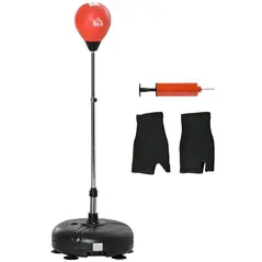 HOMCOM Punching Bag with Stand, 133-151cm Adjustable Height, for Teens, Red/Black - 1