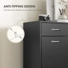 HOMCOM Narrow Shoe Storage with 2 Flip Drawers and Adjustable Shelves Shoe Cabinet Organizer for 12 Pairs of Shoes, Black - 7