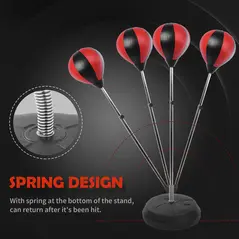 HOMCOM Punching Bag with Stand, 126-144 cm Height Adjustable Boxing Set Free Standing Speed Bag with Gloves and Air Pump for Teenagers Home Gym Workout - 7