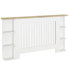 HOMCOM Radiator Cover with Open Storage Shelves, Vertical Slatted Cabinet Shelf Heater Cover for Living Room, Hallway, Large, White (H: 83 / W: 152 / D: 19 cm) - 1