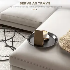 HOMCOM Nesting Tables Set of 2, Side End Table with Removable Tabletop Tray and Steel Frame for Living Room, Bedroom, Black - 5